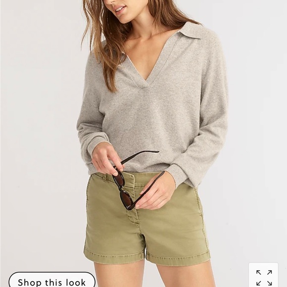 J. Crew 4" stretch chino shorts in Olive Sand. Size 6. NWT. - Picture 2 of 3